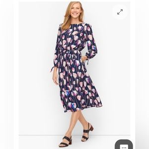 Talbots Tulip Tie Sleeve Fit and Flare tie-waist dress - XL